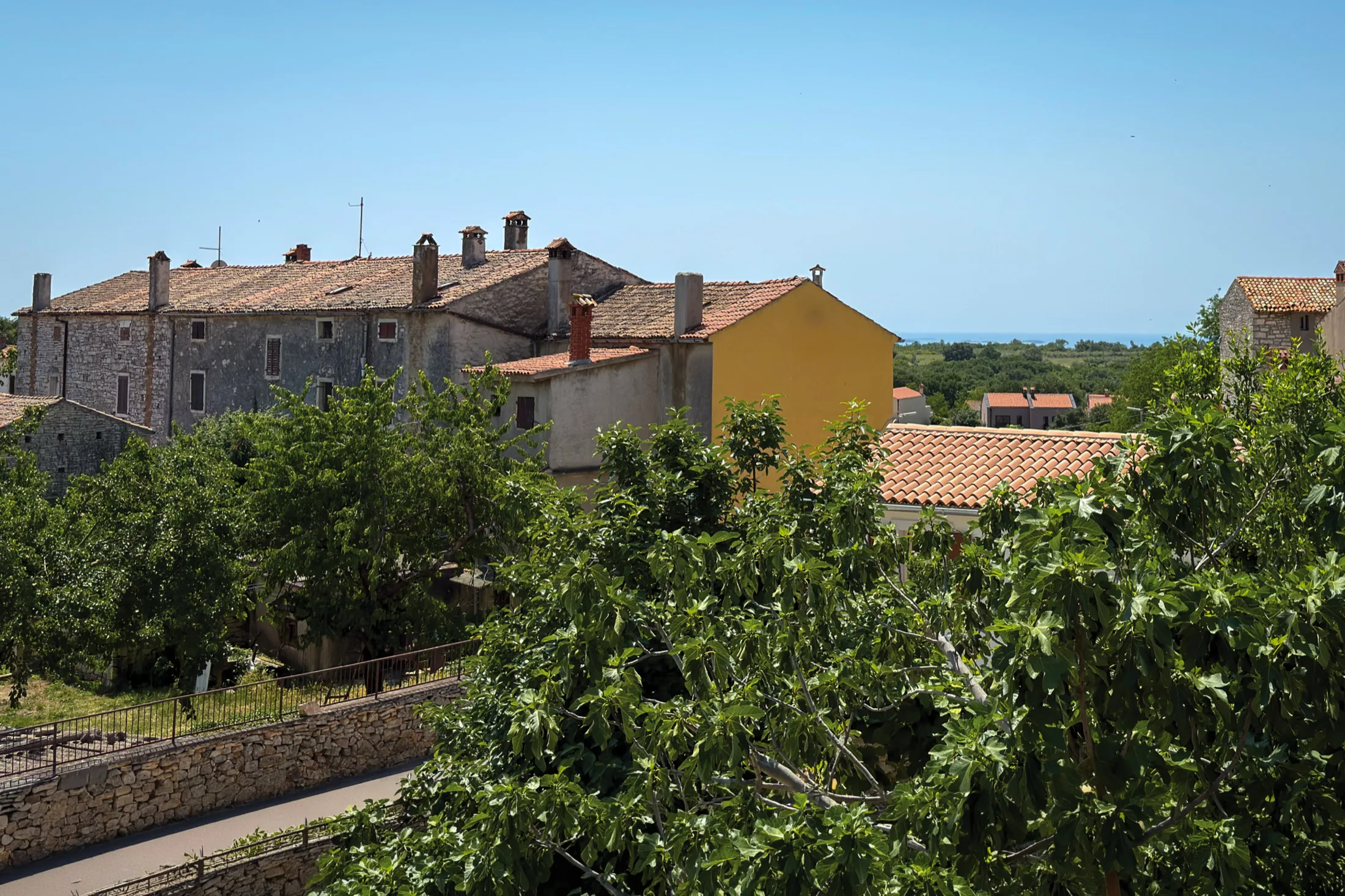 View from Bale toward the sea and the west coast of Istria